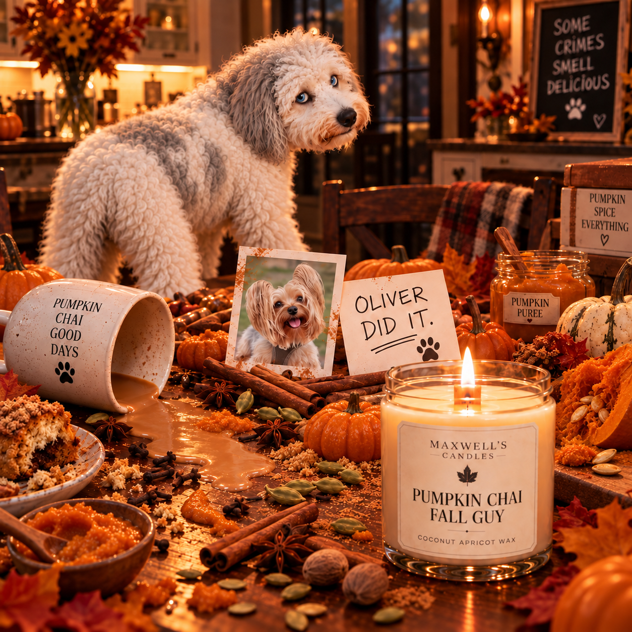 Maxwell with Pumpkin Chai Fall Guy
